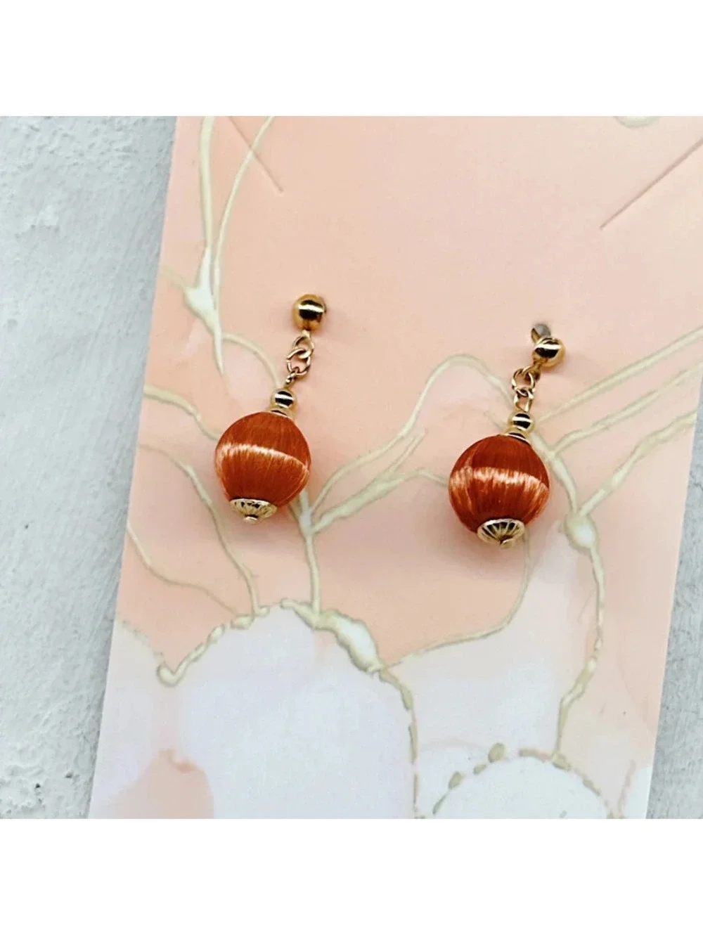 839mc. Bronze Satin Earrings Goldtone Vintage Dainty